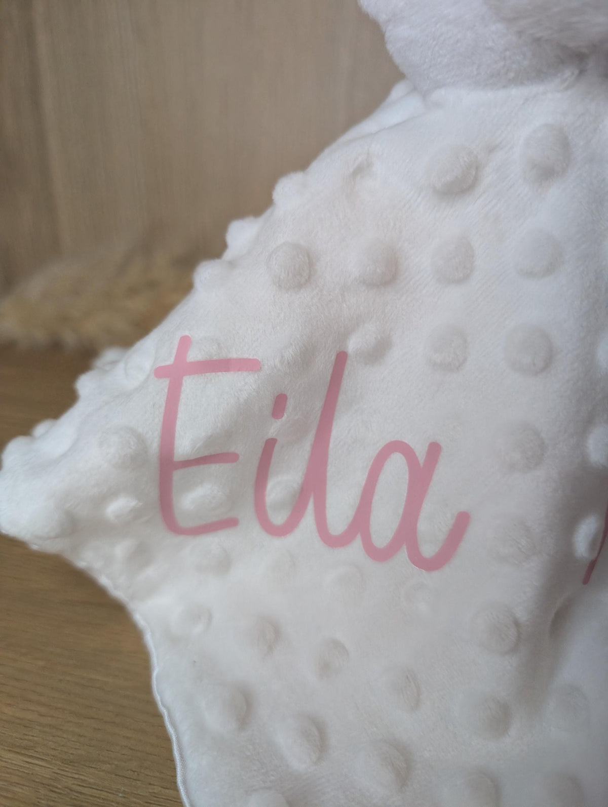 Personalized Teddy Bear Lovey – Dimple Dot Baby Comforter