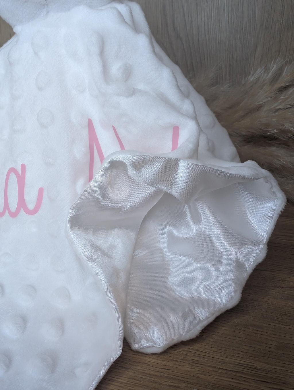 Personalized Teddy Bear Lovey – Dimple Dot Baby Comforter