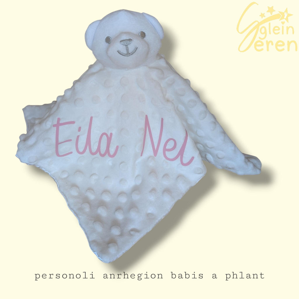 Personalized Teddy Bear Lovey – Dimple Dot Baby Comforter