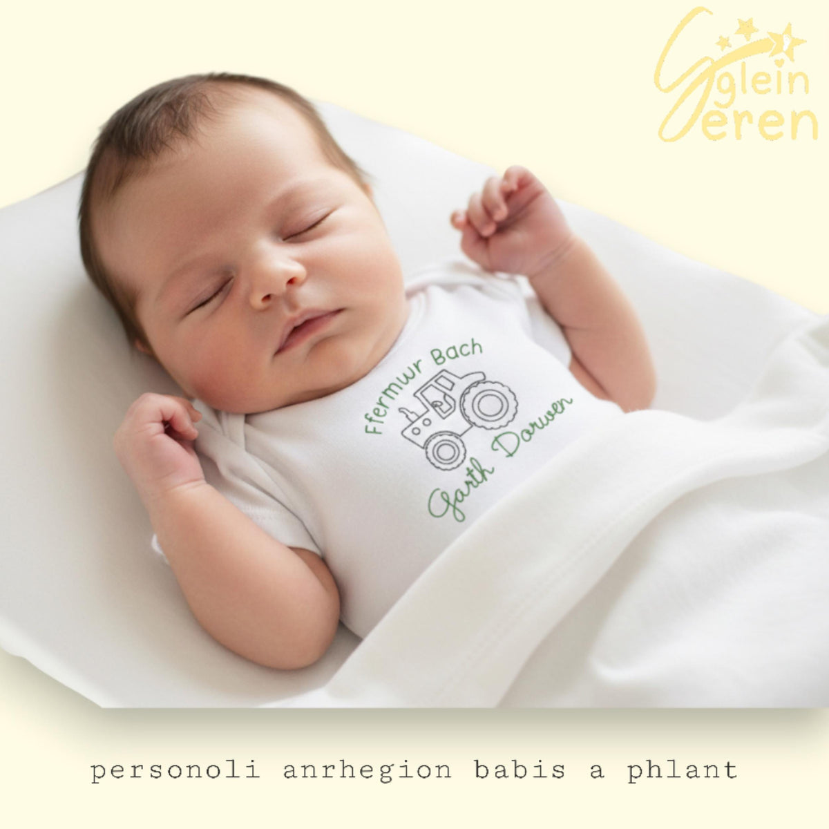 Personalised Little Farmer Baby Vest – Welsh “Ffermwr Bach” Bodysuit – Custom Farm Name New Baby Gift