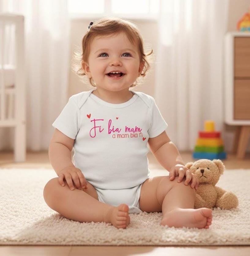 Personalised Welsh Baby Vest: "Fi Bia Mam"