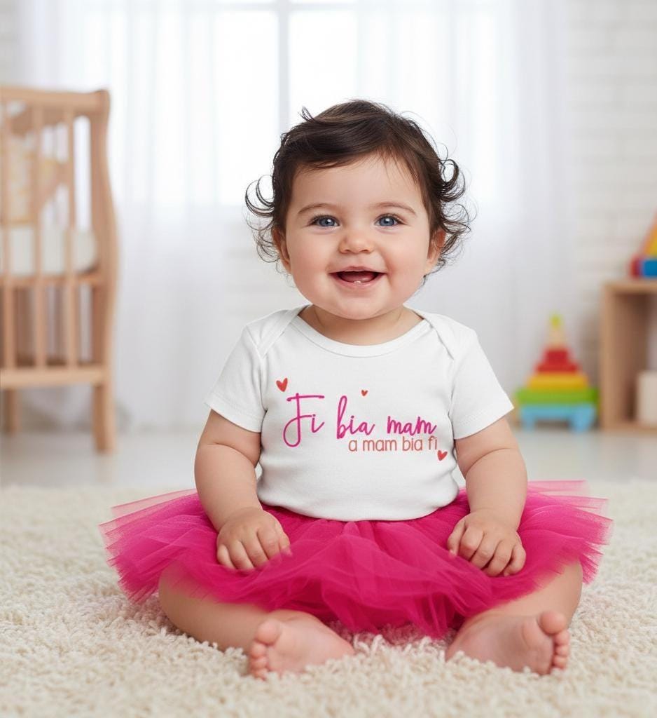 Personalised Welsh Baby Vest: "Fi Bia Mam"