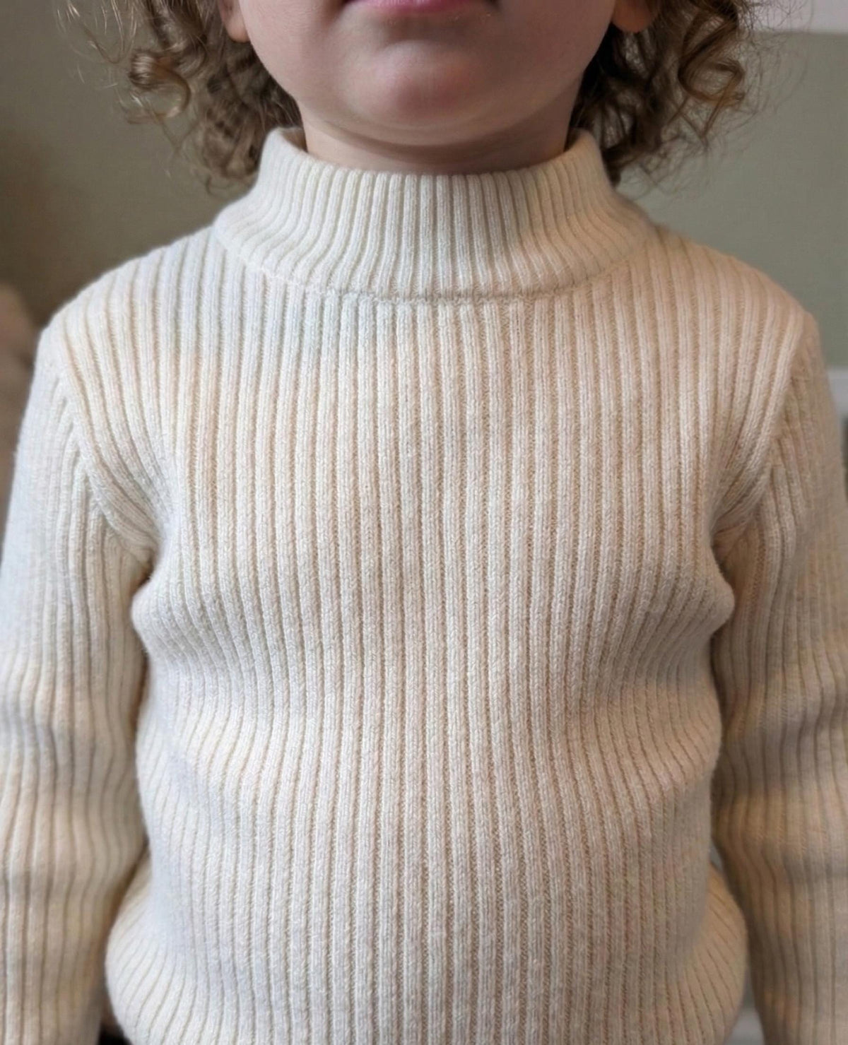Ribbed Knit Baby Jumper: Soft Beige Cozy Sweater