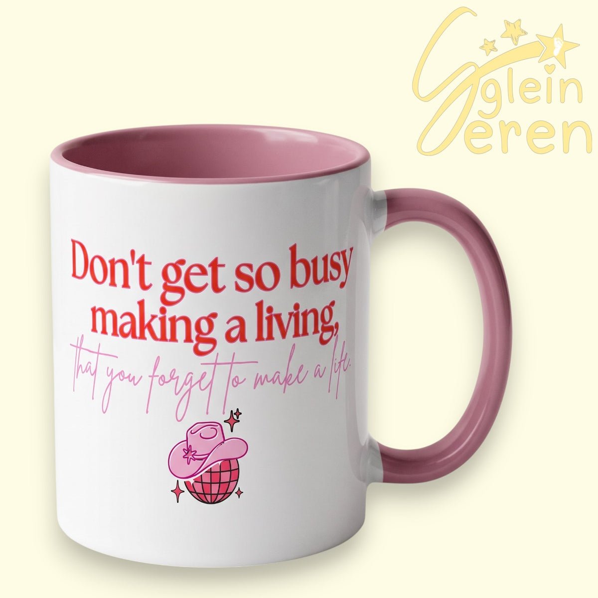 Dolly Parton Inspired "Make A Life" Mug – Pink & Red Western Disco Cowgirl Ceramic Coffee Cup