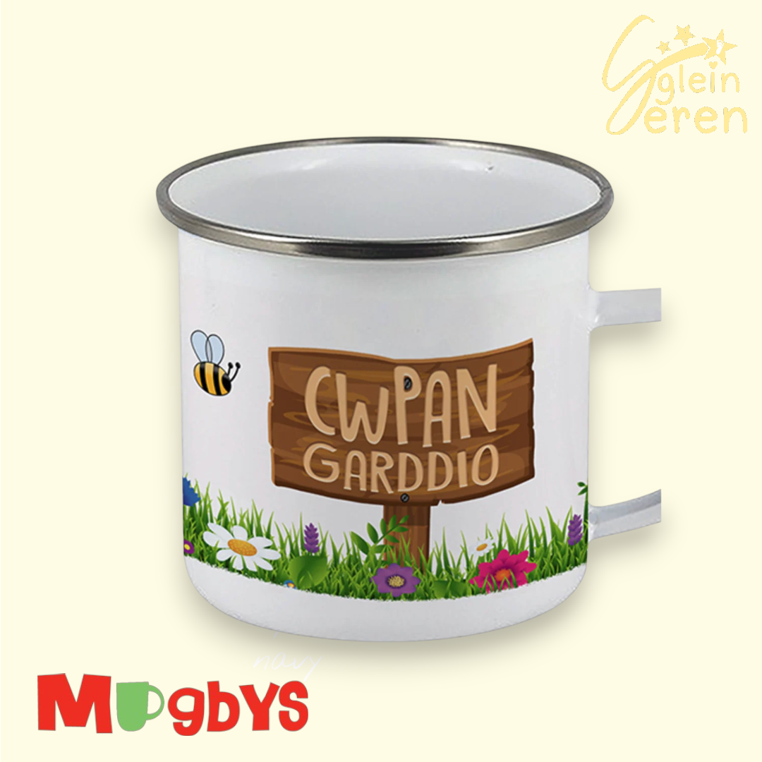 "Cwpan Garddio" Welsh Gardening Enamel Mug