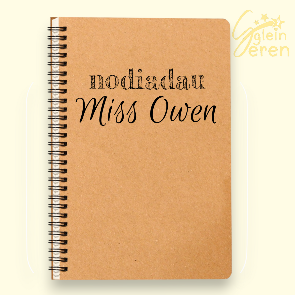 Personalised Welsh Teacher Notebook – "Nodiadau Miss Owen"