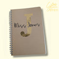 Personalised End of Term Teacher Notebook – Gold Foil Initial & Name Kraft Journal