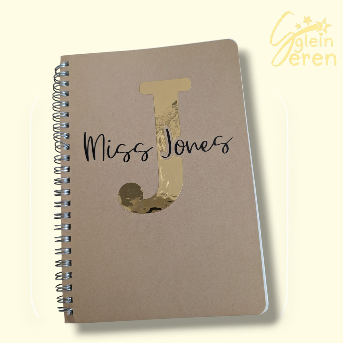 Personalised End of Term Teacher Notebook – Gold Foil Initial & Name Kraft Journal