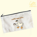 "Coffi Cyn Crio" Welsh Language Pencil Case – Funny Coffee Duck Canvas Pouch