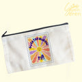 "Gwerthfawrogi Ti!" Welsh Language Pencil Case – Retro Sun Stamp Canvas Pouch