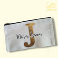 Personalised Teacher & TA Pencil Case – Gold Foil Initial Canvas Pouch