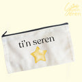 "Ti'n Seren" Welsh Language Pencil Case – Watercolor Star Canvas Pouch