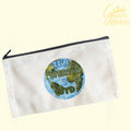 "Ti'n Werth y Byd" Welsh Language Pencil Case – Watercolor Earth Canvas Pouch