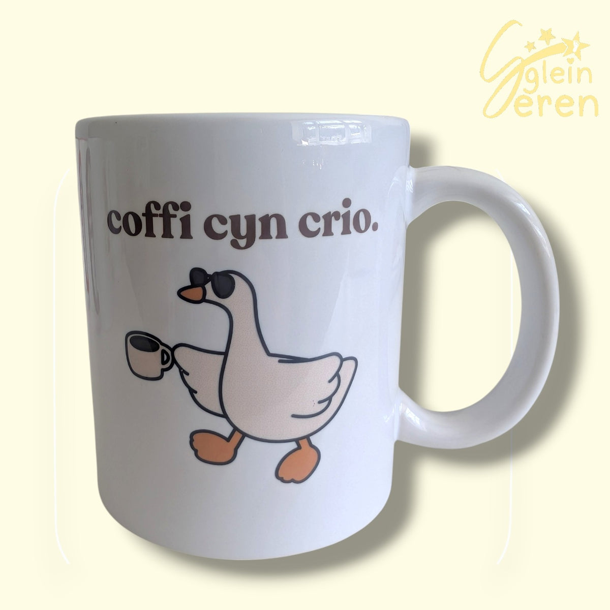 Sglein Seren Welsh Teacher Mug – "Coffi cyn crio" (Coffee Before Crying) – Funny End of Year School Staff Gift