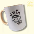 Cwin Coffi Ceramic Mug with Beige Handle