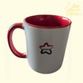 Custom "CARU" Pride Rainbow Star Ceramic Mug – Red Handle & Interior