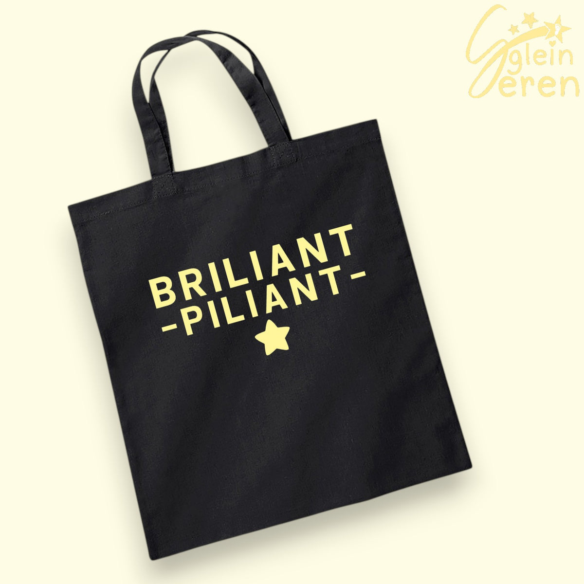 Bag Tote "Briliant Piliant" Du/Melyn – Casgliad Ibiza Ibiza (HTV)