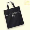 "Yn y Teilet" Black Tote Bag | Official Ibiza Ibiza Welsh TikTok Trend