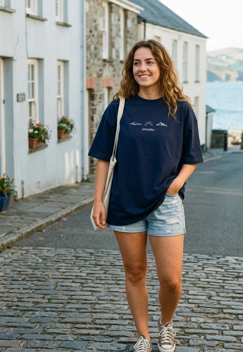 Crwydro "Elements" Oversized Navy T-Shirt